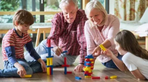 grandparents playing with their grandkids
