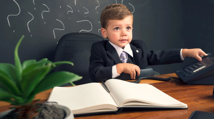child wearing business suite