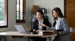 lady meeting a female lawyer
