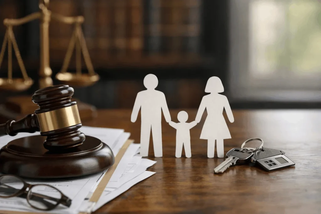 Modification of Court Orders Rochelle Park NJ with gavel, family figures, and documents