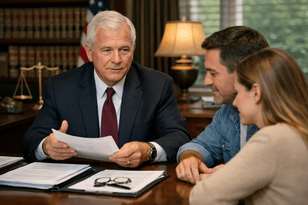 Attorney meeting with couple for Uncontested Divorce Rochelle Park NJ case